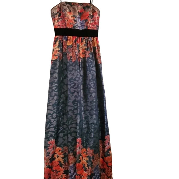 ADRIANNA PAPELL ELEGANT FLORAL MULTI COLOR GOWN, SIZE 2 - Picture 2 of 5